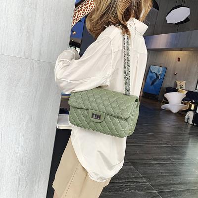 China Daily 2021 Small Cross - Body Bag Pattern PU Shoulder Bag Stitched Leather Phone Wallet Purse Elegant With Chain Strap For Lady for sale