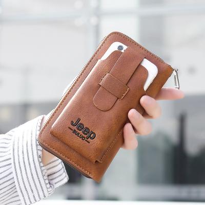 China Wholesale Functional Phone Long Bag Wallet For Men Luxury PU Leather Strap Bag Men's Functional Card Holder Brand Clutch For Men for sale