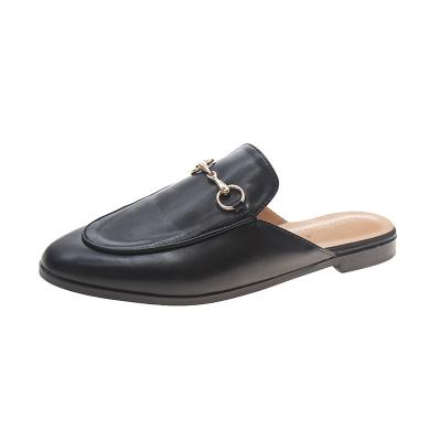 China Flat Women's Mules Heel Flats Shoes Women Low Top Leather Slip On Backless Sandals For Lady Fancy Work Girls Sliders for sale