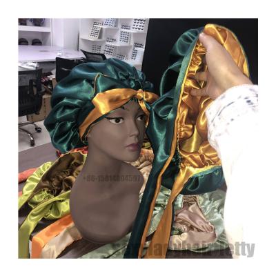 China Custom Logo Designer Silk Satin Hood Sleeping Bonnets Fashion Adult With Scarf Luxury For Women for sale