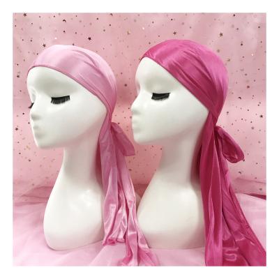 China Durags Mens Styles Satin Durag Fashion Tie Band Designer Soft Colored Simple Silk Satin Hoods And Durags for sale