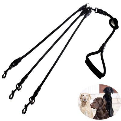 China Personalized Custom Nylon Adjustable Coupler Detachable 3 in 1 Multiple Pet Cat Puppy Dog Leash with Soft Padded Handle for sale