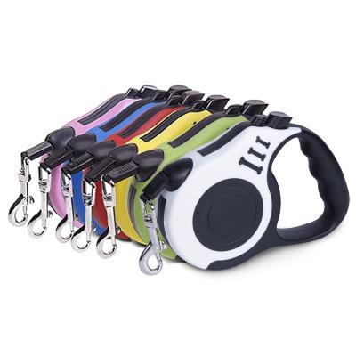 China Personalized Retractable Dog Leash&Pet Walking Leash with Anti-Slip Handle, Tangle-Free Strong Nylon Band, One-Handed Lock&Release Button for sale