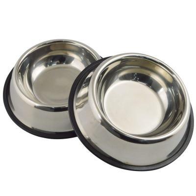 China Sustainable hot sale stainless steel dog bowl with rubber base for small/medium/large dogs, pets the perfect choice of feeder bowl and water bowl for sale