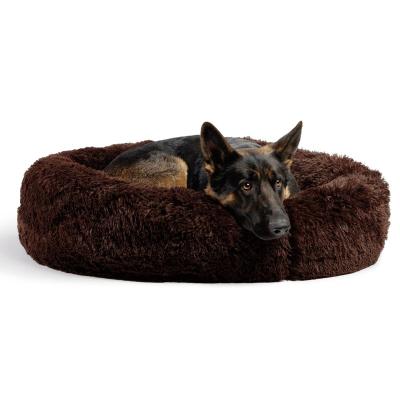 China Round Comfortable Breathable Plush Dog Beds, Calming Dog Bed For Small Medium And Large Dogs - M&L&XL for sale