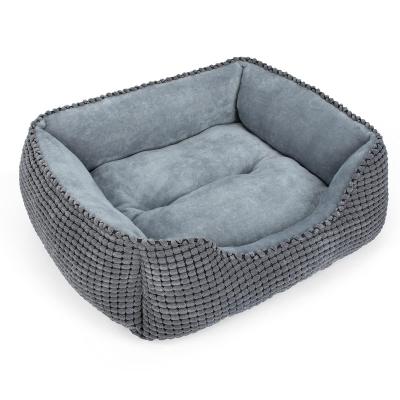 China Comfortable Durable Breathable Worry Pet Beds With Reversible&Washable Cushion , Rectangle for sale