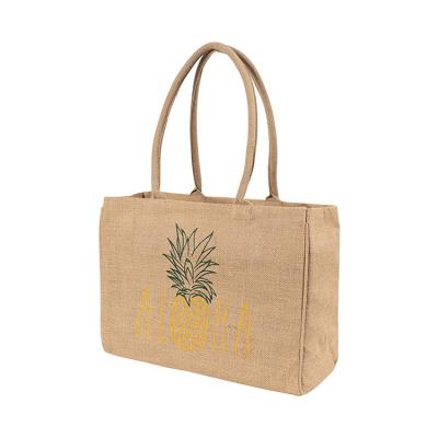 China Eco Friendly Hot Selling Custom Pattern Printed Large Capacity Jute Eco Friendly Reusable Shopping Tote Bags for sale