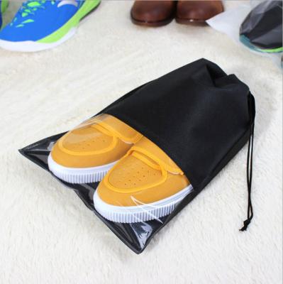 China Eco-friendly non-woven clear black drawstring bag reusable non-woven custom logo shoes dust bag for sale