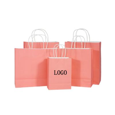 China Wholesale Recyclable High Quality Multi Size Recyclable Gift Wrapping Pink Shopping Paper Bags for sale