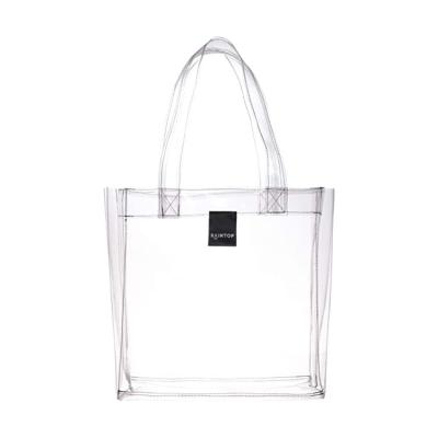 China Cheap Handled Customized Multi Size Fashion Single Transparent PVC Clear Shopping Tote Bags for sale