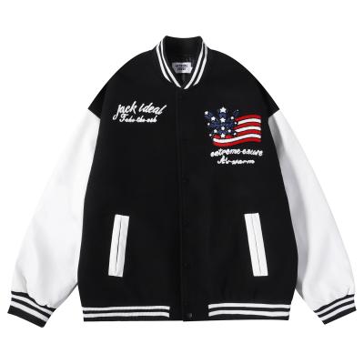 China Custom Made LOGO Embroidery Leather Sleeve Mens Bomber Jacket Waterproof High Quality Cotton-padded Jackets for sale