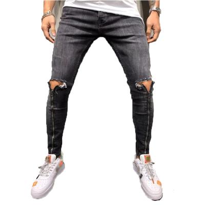 China Hot Selling Factory Price QUICK DRY Destroyed Tapered Hole Mens Jeans Skinny Ripped Mens Jeans for sale