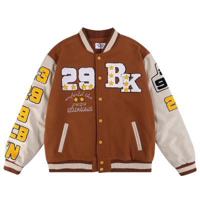 China QUICK DRY Custom Chenille Logo Patches Varsity Jacket Bomber Jacket Letterman Baseball Leather Jacket for sale