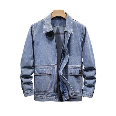 China Spring and Autumn Reversible Wholesale Hot Sale Men's Denim Jacket Cotton Jeans Jacket Long Sleeve Lattice Jacket for sale