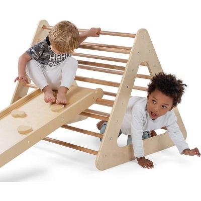 China Montessori Wooden Indoor Playground Pickler Triangle Kids Climbing Frame Baby Climbing Gym for sale