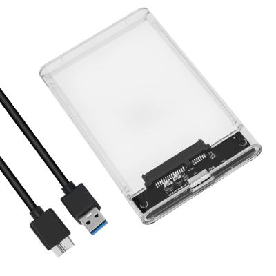 China Plastic Transparent Tool Free Inch 2.5 3.0 5Gbps USB To SATA III External Hard Drive HDD Enclosure SSD Case Support UASP for sale