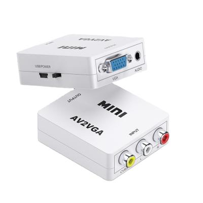 China Mini HD Video Converter Box AV RCA CVBS To VGA 1080P Video Adapter AV2VGA With 3.5mm Audio Output For PC Laptop HDTV for sale