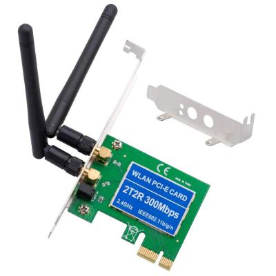 China PCI Express 300Mbps PCIe WiFi Internal Adapter Desktop Card Wireless Network Card 2.4 Gigahertz 2T2R with Low Profile Bracket for Desktop PC for sale