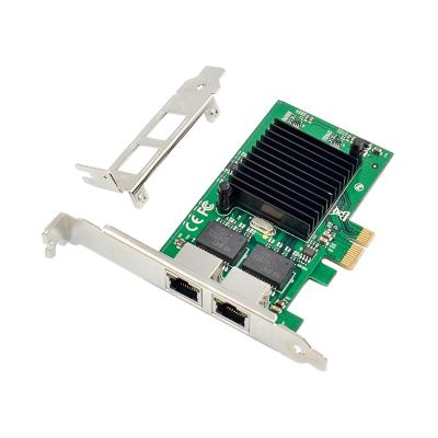 China Desktop PCI-E x1 2 to Ports Gigabit Ethernet Network Card 1000M LAN Server Adapter With Intel 82576EB Chipset For Windows Linux for sale