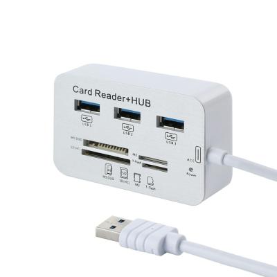 China USB 3.0 USB 3.0 Ports Card Reader 3 Ports USB Hub 3.0 SD High Speed ​​SD MMC m2 TF External SD Card ZD0024 for sale