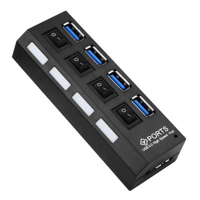 China 4-Port USB 3.0 Hub High Speed ​​Data Transfer 4 Ports Splitter With Individual Switches And LEDs ZD0033 for sale