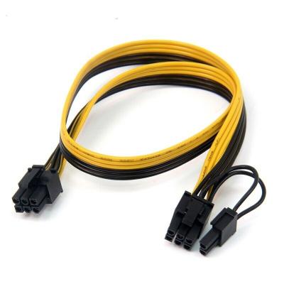 China Computer PCIe 6 Pin Male to Pin 8 (6+2) PCI Express Male Extension Cable PCIe Adapter Power Cable 50cm for sale