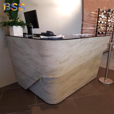 China Hotel Marble Veining Corner Small L Shape Hotel Serving Counter for sale