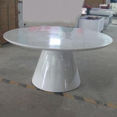 China Modern Contemporary White Corian Round Meeting Room Desk 6 7 Seat Office Furniture Meeting Room Office Chairs Small for sale