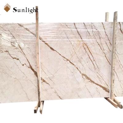 China Sofitel traditional turkish sunny gold cream beige marble with gold vein slab beige marble from turkey hot sale for sale