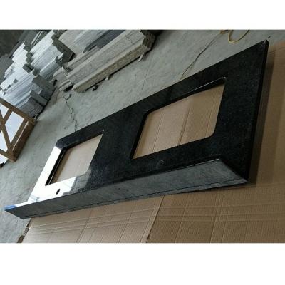 China Modern Prefab Cheap Black Galaxy Granite Vanity Tops Man-made Kitchen Countertops for sale