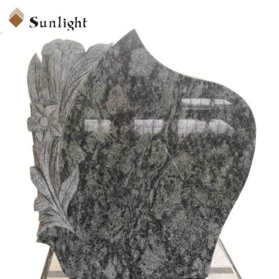 China EUROPEAN Olive Green Granite Headstone Hungary Design Cemetery Headstone Headstone for sale