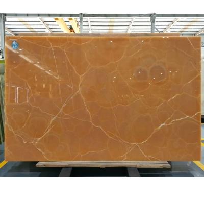 China 16mm Modern Orange Yellow Marble Stone Slab Mexico Honey Onyx And Onyx Slab for sale