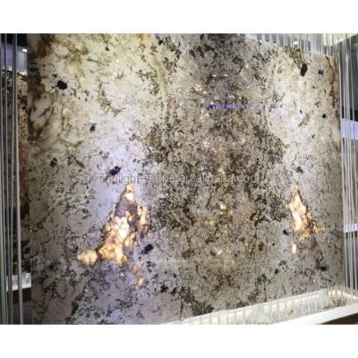 China Modern Natural Backlit Panel Design Popular Translucent White Marble Onyx Color Marble Veined Slab for sale