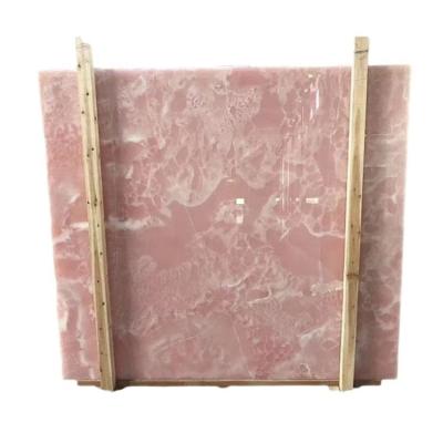 China Modern Polished Natural Light Pink Onyx Rose Marble Purple Onyx Pink Stone Slab for sale