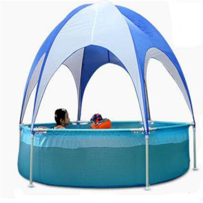 China Swimming Pool With Shelter Roof Outdoor Portable Easy Installation Kids Playing Pool With Sunshade Umbrella, Family Backyard Swimming Pool for sale