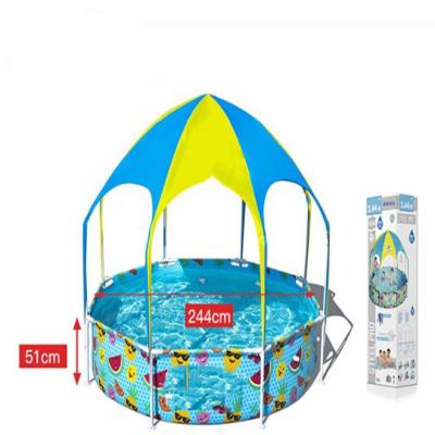 China Swimming pool with lovely tent kids splas-in-shade pool, PVC round swimming pool with sunshade roof for sale