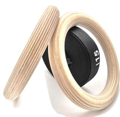 China 2022 Portable Adjustable Strap Exercise Wooden Body Gym Ring Gymnastic Rings for sale