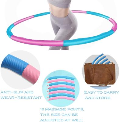 China 2021 Foam Padded Polynesian Dance Ring Detachable Weighted Exercise Hoop Home Exercise Fitness for Adult and Kids Section 8 for sale