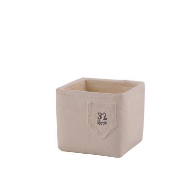 China China Suppliers Wholesale Desktop Flowerpot Factory Price Beige Ceramic Flower Pot for sale