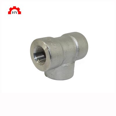 China Three Way Forged Tee 3000 Pound Wire Forged High Pressure Fittings Pipe Tee Equal for sale