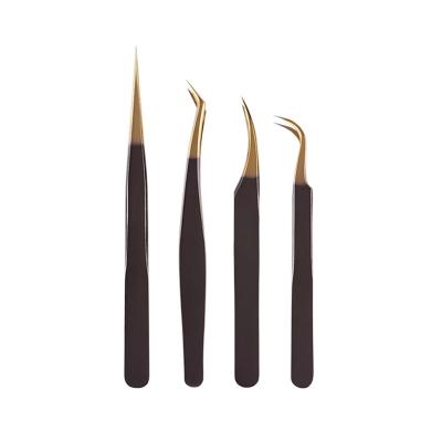 China Plating Two Color Eyelash Extension Tool Beauty Eyelashes Bloom Grafting Tweezers for sale