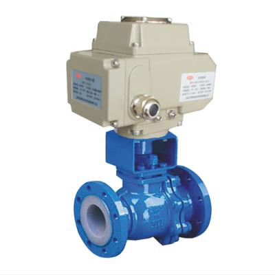 China General C800-F4/F46 Carbon Steel , Stainless Steel Series Flanged Fluorine Liner Electric Ball Valve for sale