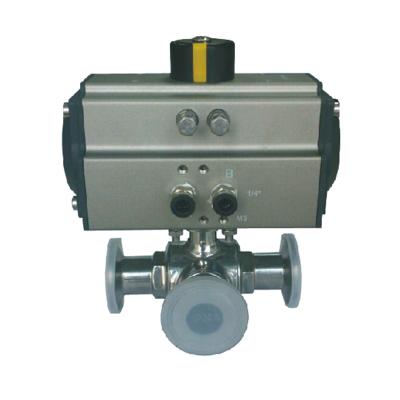 China QW8003-K Series Stainless Steel General Clip Type 3/2 Way Pneumatic Sanitary Ball Valve for sale