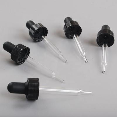 China 20 400 Pilfer Proof Black Plastic Plastic Dropper Pipette 20/410 Essential Oil Droppers for sale