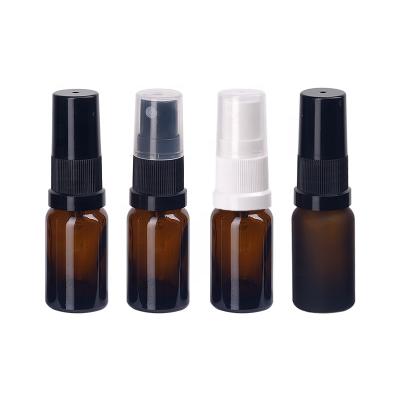 China Personal Care 10ml Amber Glass Bottles Frosted Amber Bottle Sprayer Black Fine Mist Spray 10ml Glass Spray Bottle for sale