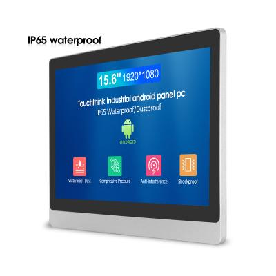 China Touchthink Touchscreen 15.6 Inch Industrial Aluminum Alloy Android Capacitive Touch Screen All in One Panel PC with RS232/RJ45/USB for sale