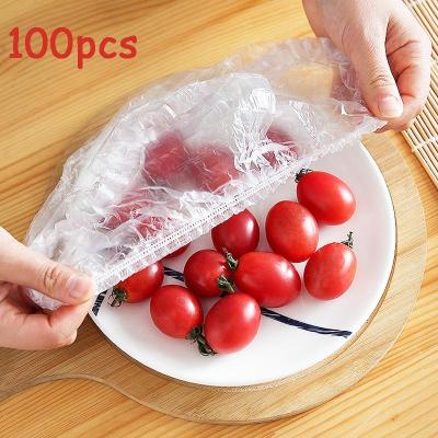 China Plastic disposable food cover kithchen dustproof refrigerator fruit food stretch leftover protective flim cups cups covers bag for sale