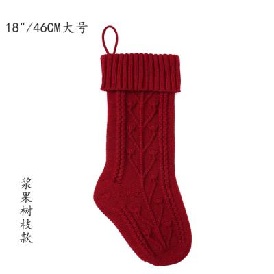 China Acrylic Christmas Decorations Knitting 18 Inch White and Red Christmas Stockings for sale