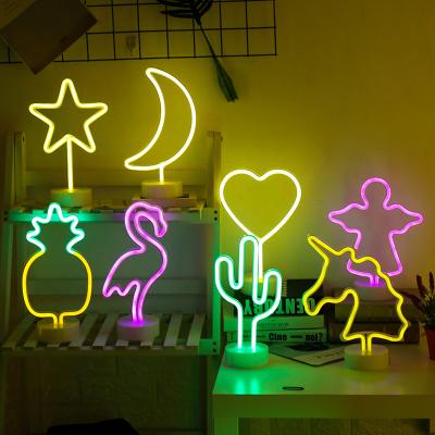 China Pretty New Home Decor H23cm Plastic Star Battery Operated Christmas Cable Manufacturer Factory Price Neon Table Light Lamp for sale