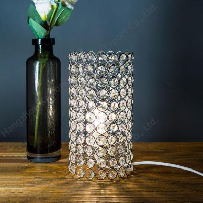 China Pretty New Modern Crystal Bedside Night Light Beads Indicating Acrylic Tube Led Desk Lamp With Switch On Lead Wire for sale